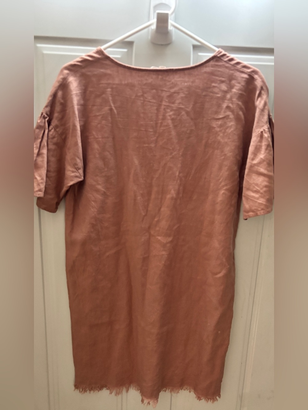 Love Tree Small Dusty Rose Lace-Up Mini Dress-linen & Viscose - Picture 7 of 7
